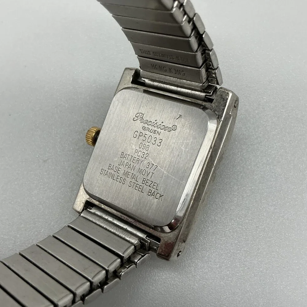 Gruen Precision Womens Watch 28mm White Dial Two Tone Bracelet Date New Battery